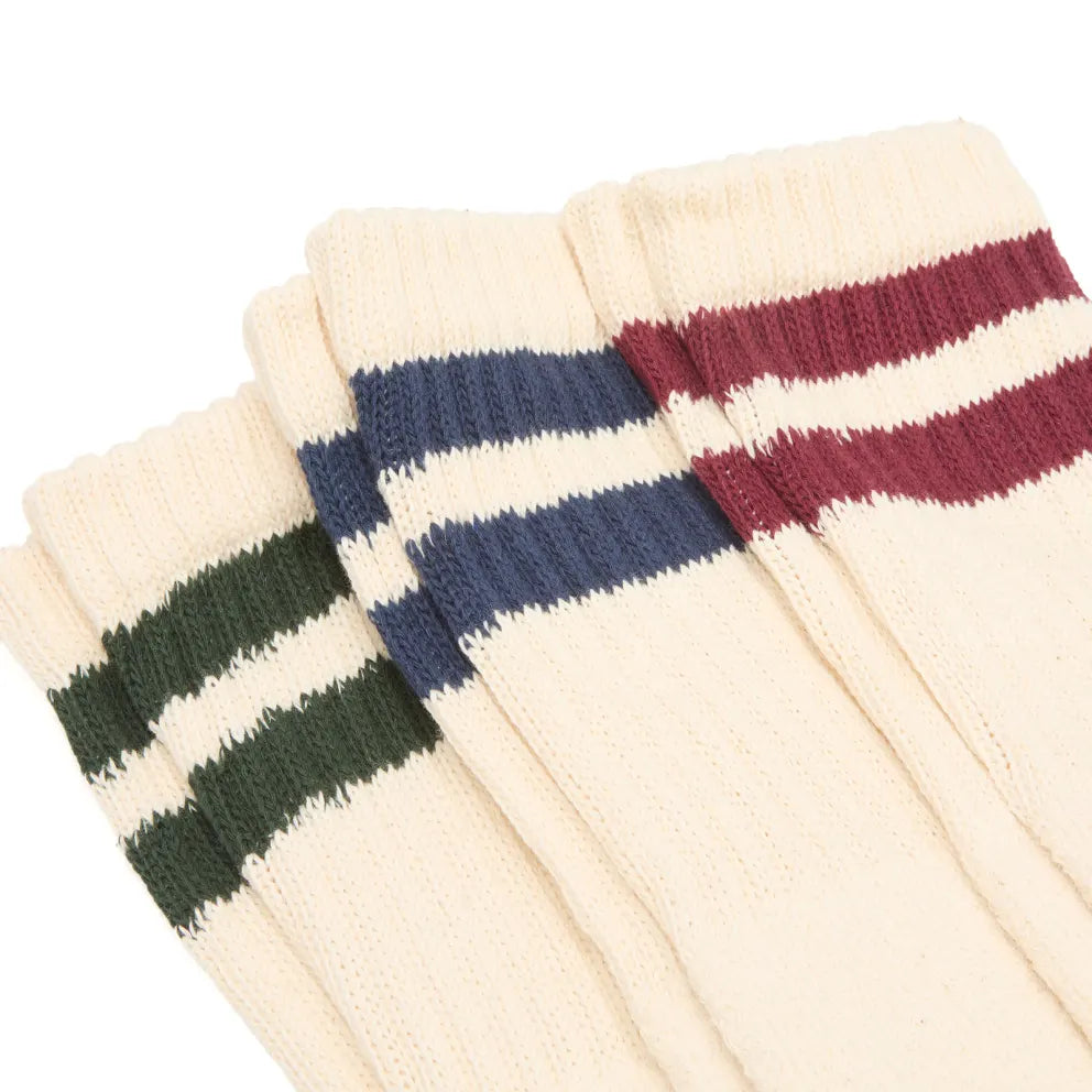 Healthknit Crew Socks 3 Pack | Dark Green / Navy / Burgundy