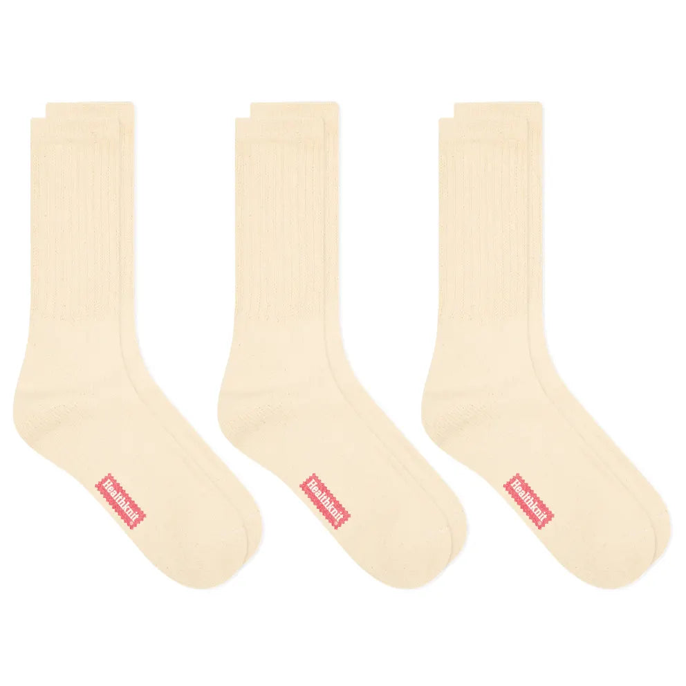 Healthknit Crew Socks 3 Pack | Off White