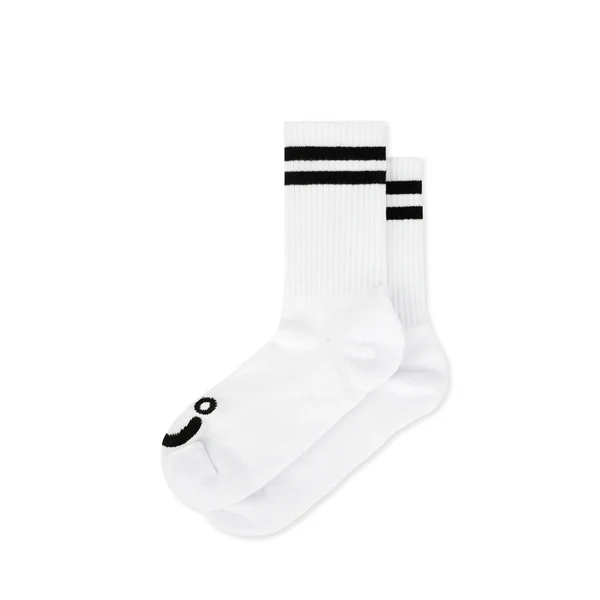 Polar Skate Co. - Rib Socks | Happy Sad (White)
