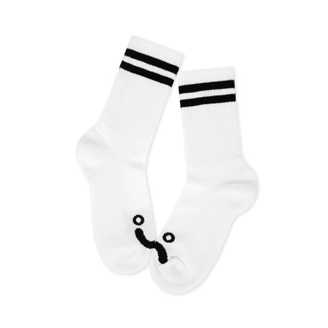 Polar Skate Co. - Rib Socks | Happy Sad (White)