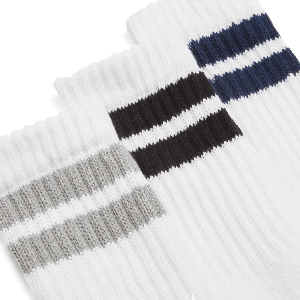 Healthknit Crew Socks 3 Pack | White / Multi