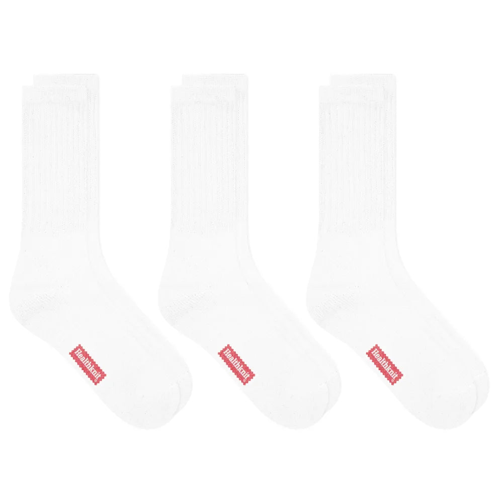 Healthknit Crew Socks 3 Pack | White