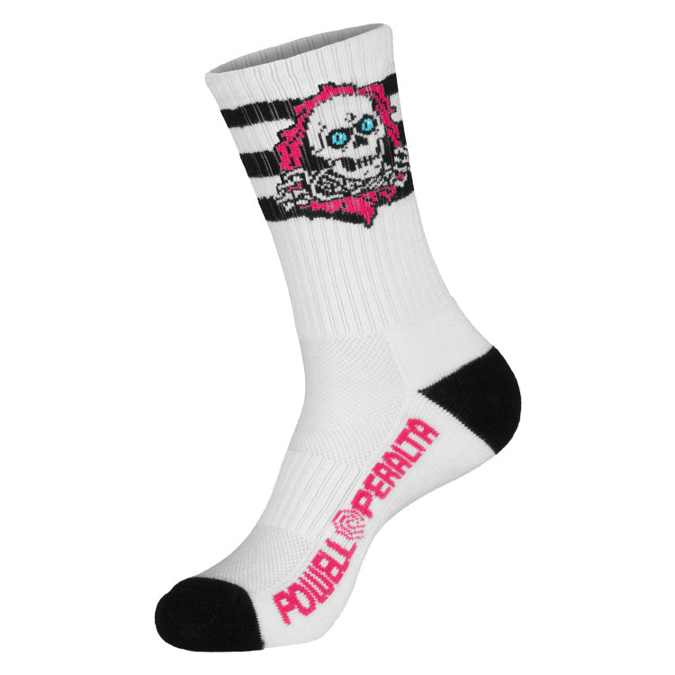 Ripper Cotton Socks Stripes - Pink/Black/White - Powell Peralta