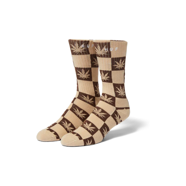 HUF Checkered Plantlife Socks - Wheat