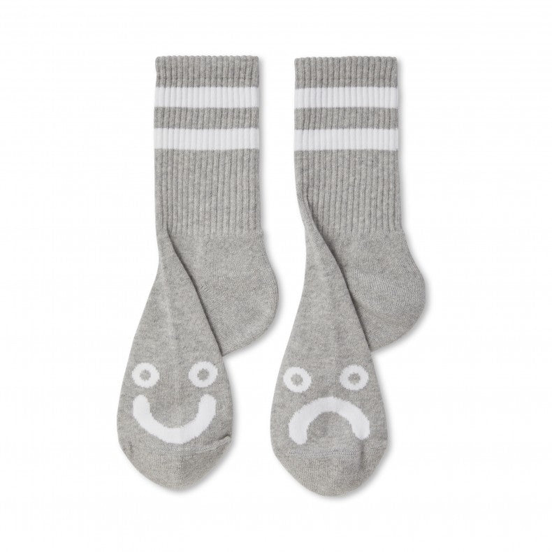 Polar Skate Co. Happy Sad Rib Socks | Heather Grey